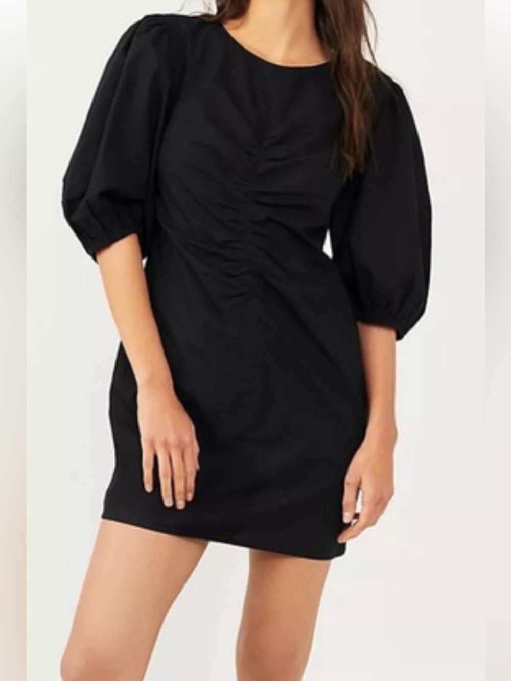 NWT Free People Hope Mini Dress Black Ruched Puff Sleeve Size Small